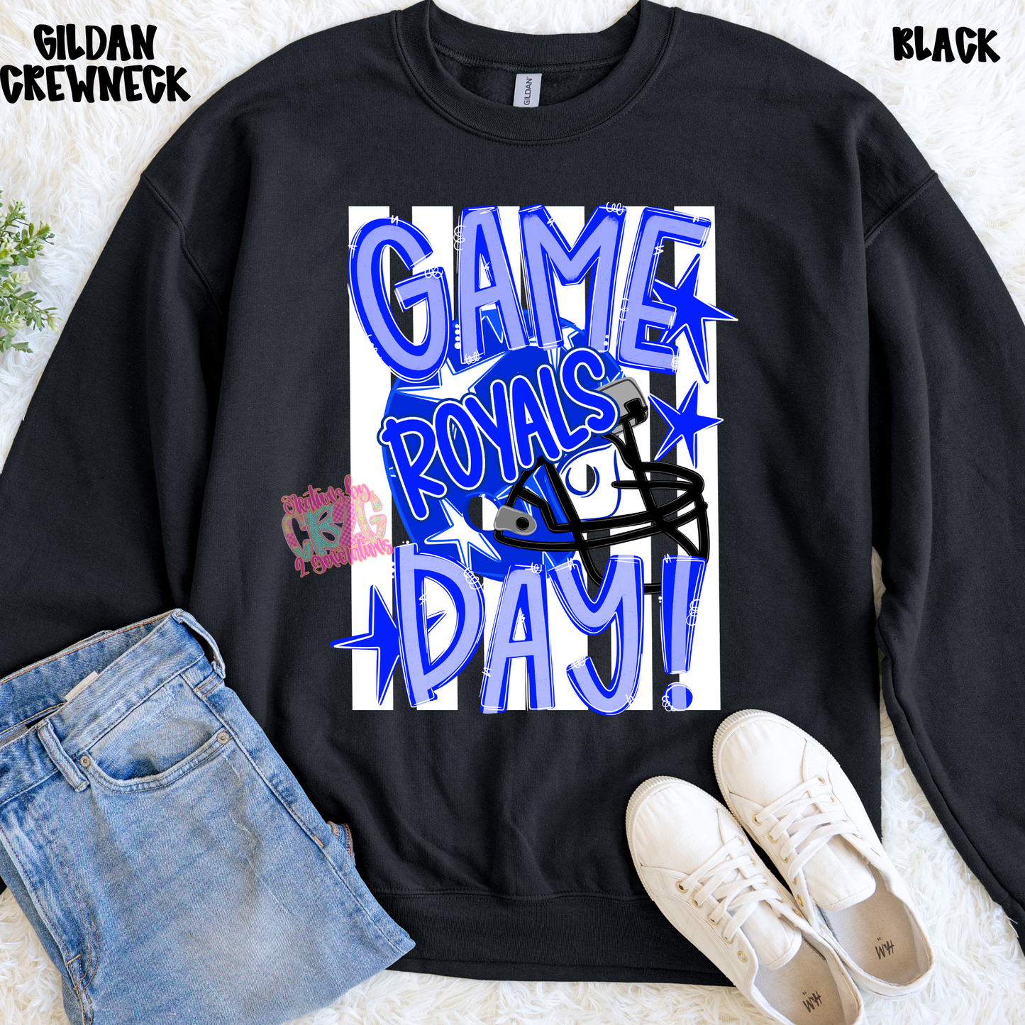GAME DAY FOOTBALL ROYALS WITH STRIPES SWEATSHIRT PREORDER