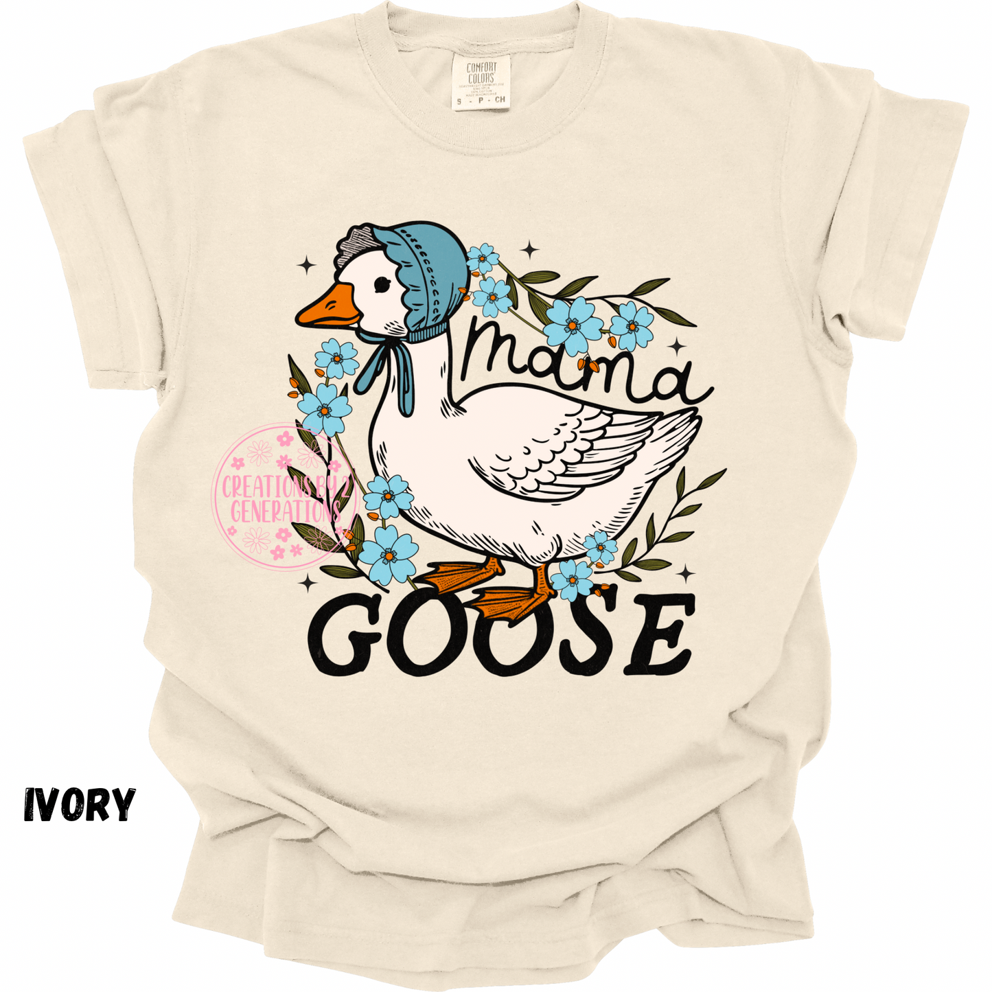 MAMA GOOSE WITH BLUE FLOWERS PREORDER