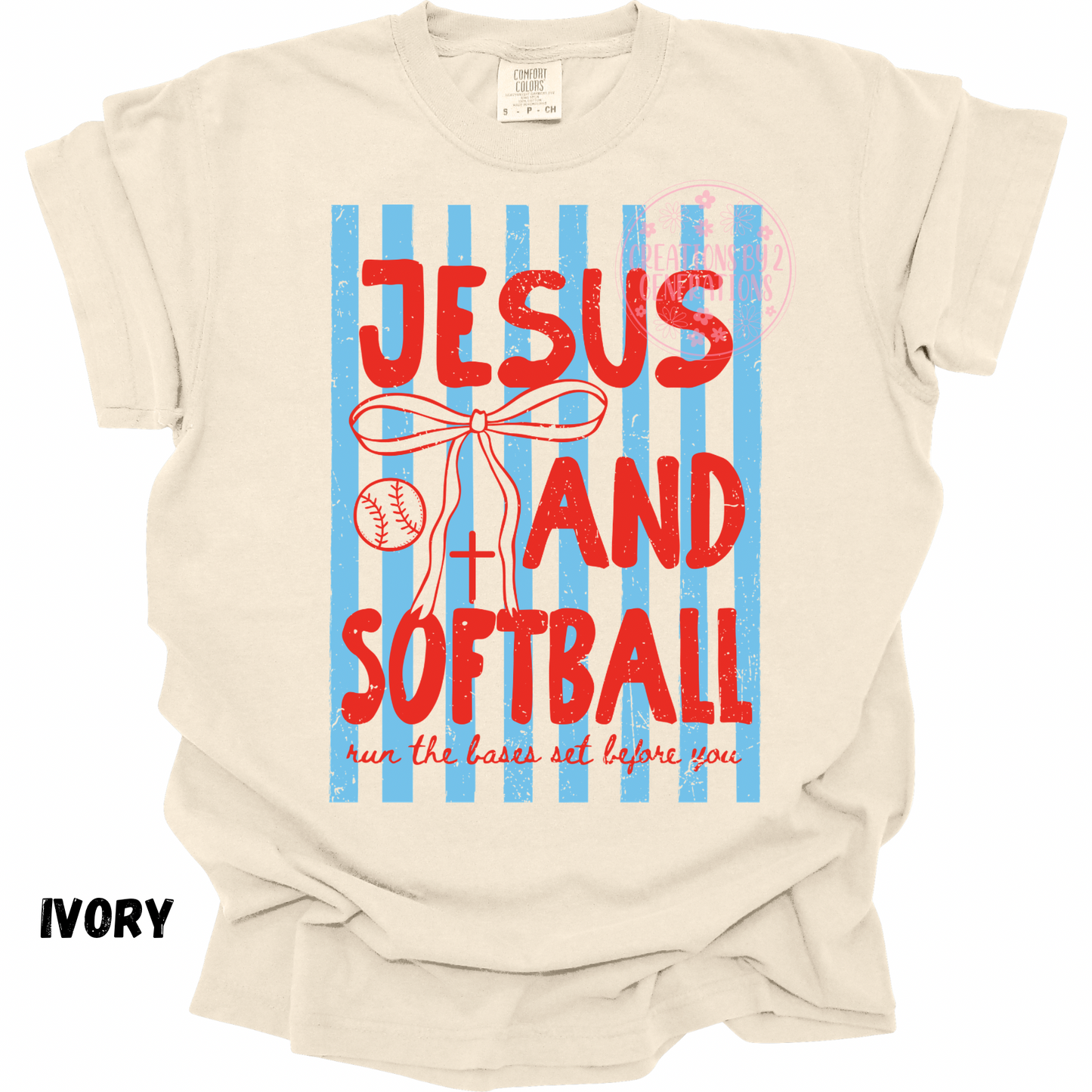 DISTRESSED JESUS AND SOFTBALL BLUE/RED PREORDER