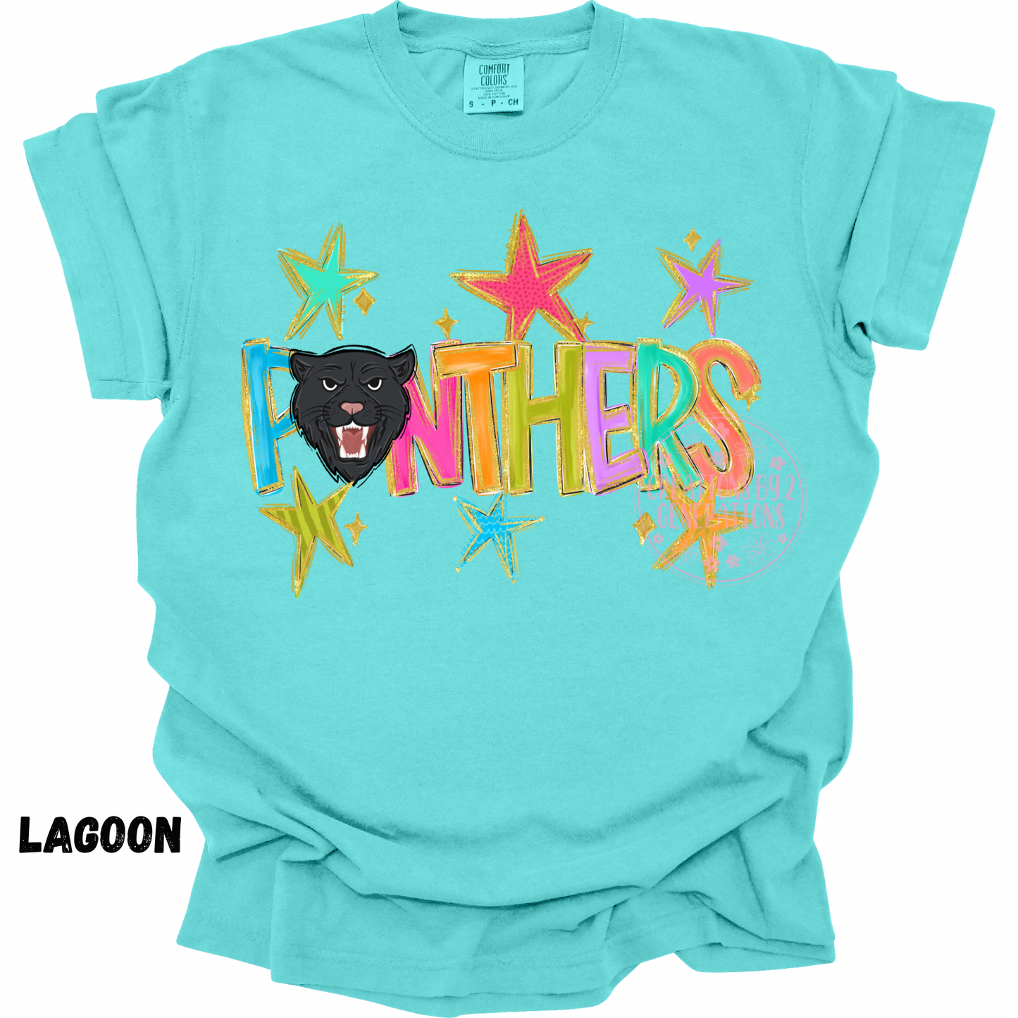 PANTHERS WITH MULTICOLORED STARS