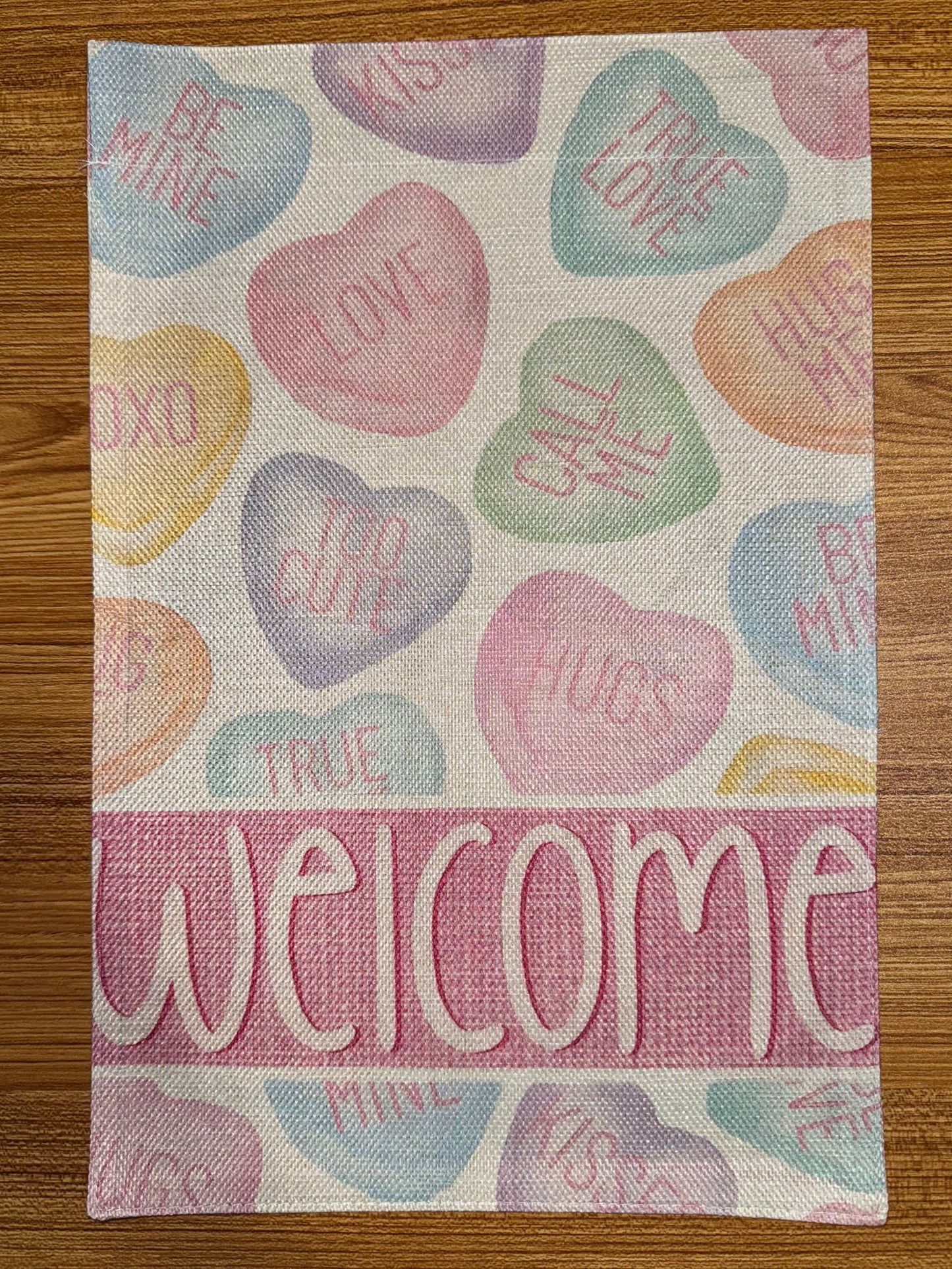 WELCOME VALENTINE HEARTS FLAG