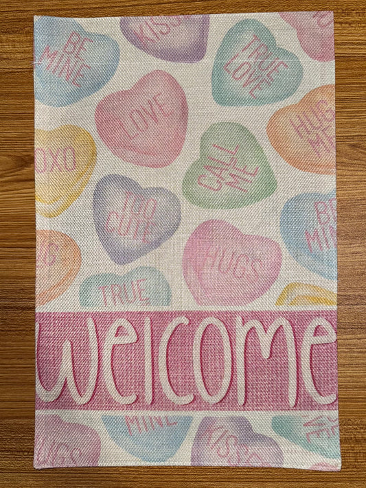 WELCOME VALENTINE HEARTS FLAG