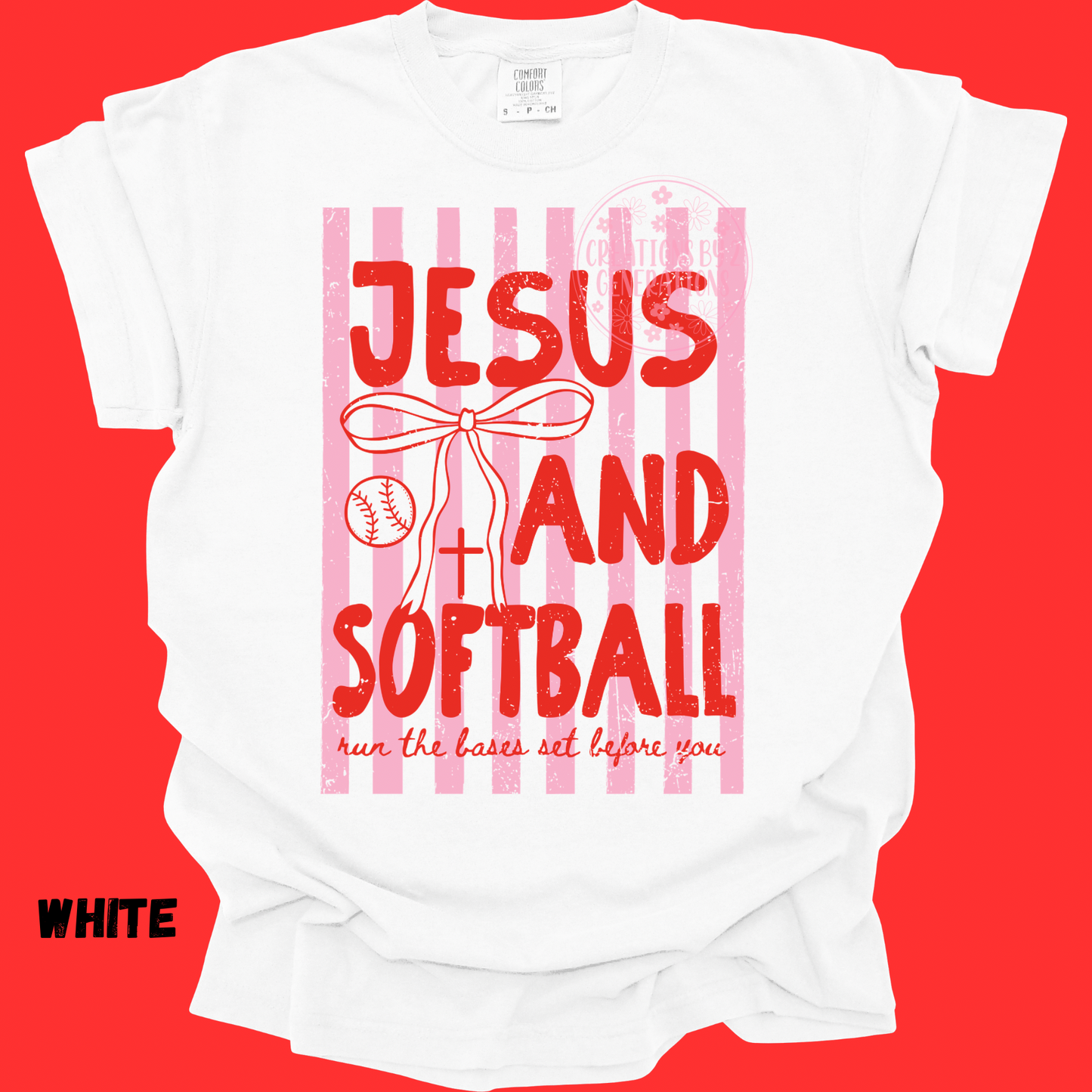 DISTRESSED JESUS AND SOFTBALL PINK/RED PREORDER (YOUTH)
