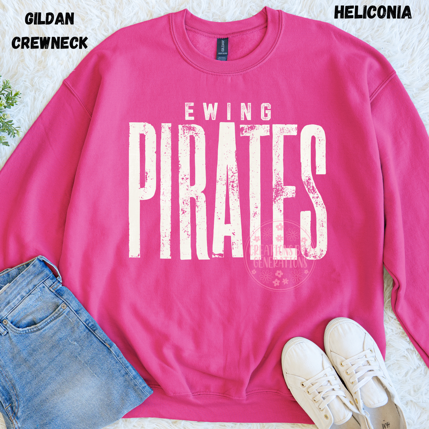 DISTRESSED EWING PIRATES WHITE SWEATSHIRT