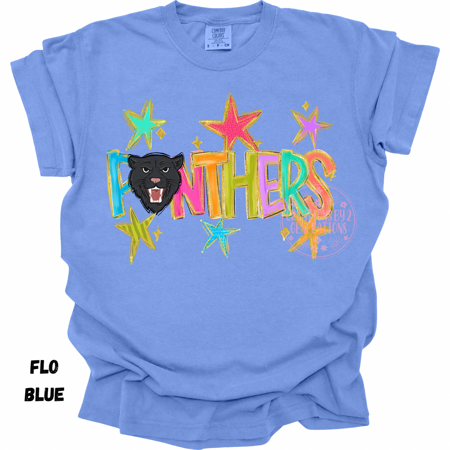 PANTHERS WITH MULTICOLORED STARS