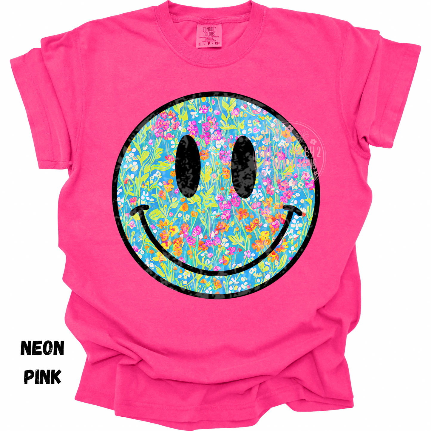 FLORAL BLACK OUTLINE SMILEY FACE PREORDER