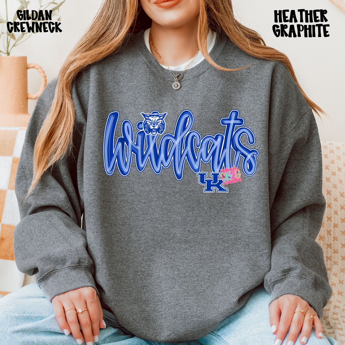 WILDCATS CURSIVE BLUE/WHITE SWEATSHIRT PREORDER