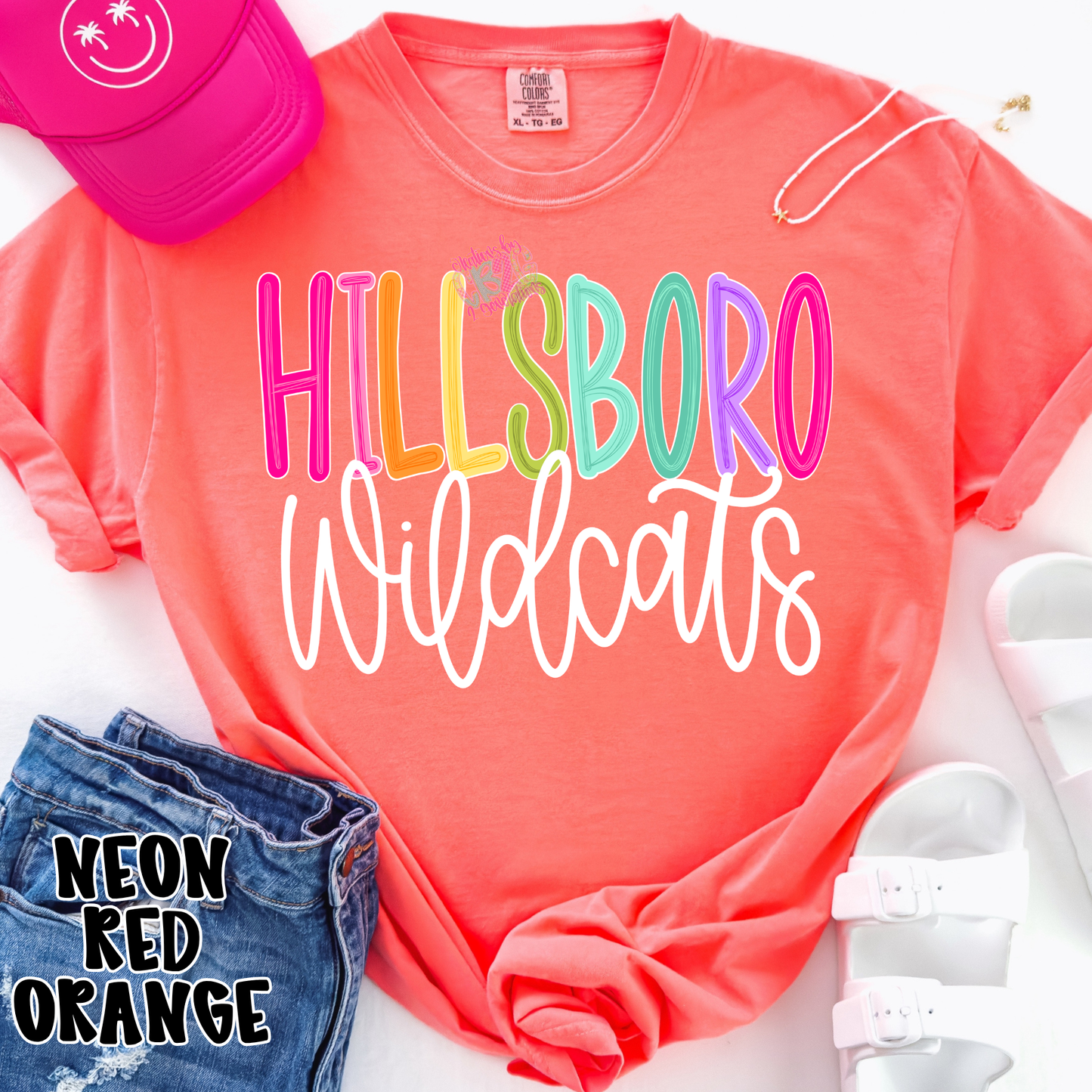 HILLSBORO WILDCATS COLOR POP WITH WHITE CURSIVE PREORDER