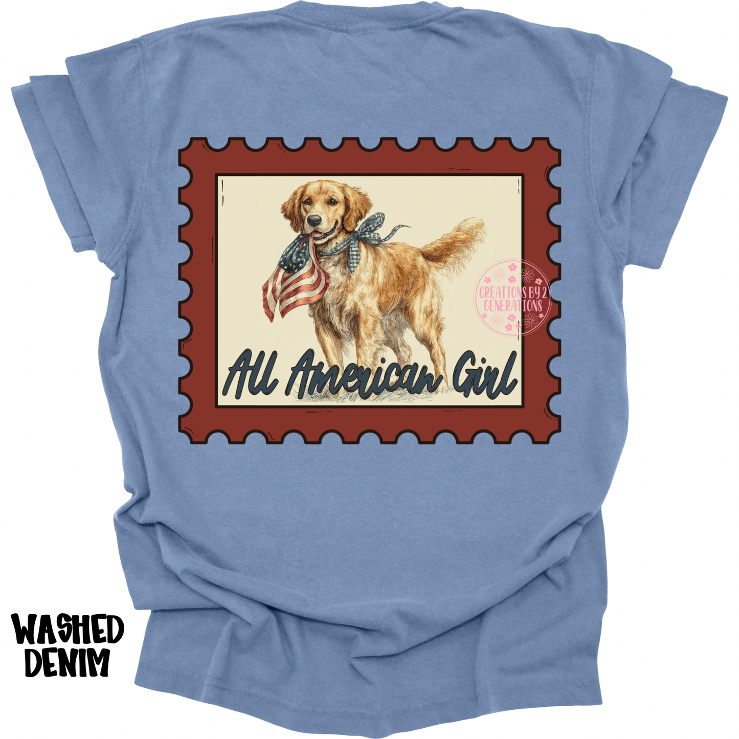 ALL AMERICAN GIRL DOG & FLAG WITH FRONT POCKET DESIGN PREORDER (YOUTH)