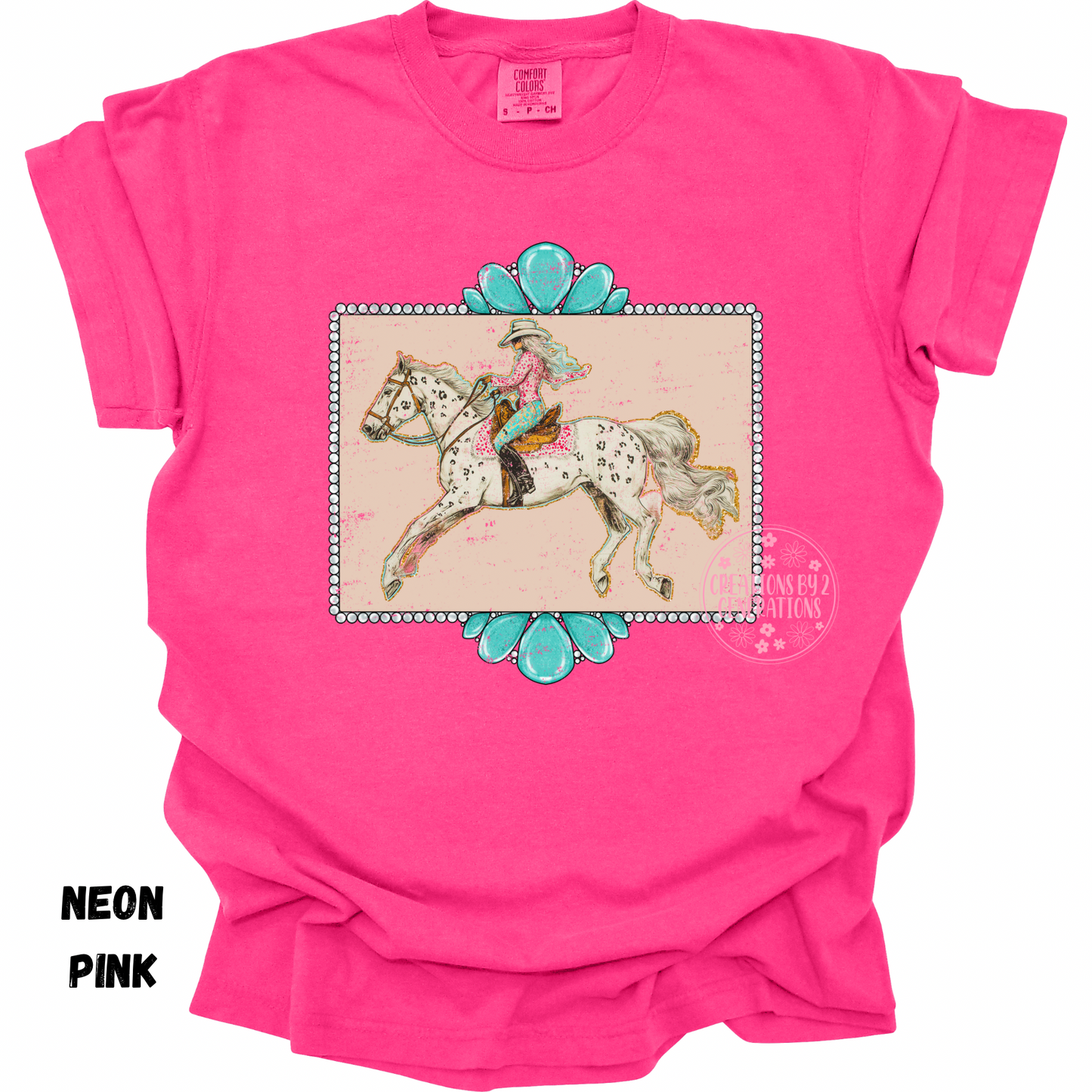 COWGIRL WITH WHITE HORSE & TURQUOISE PREORDER (YOUTH)