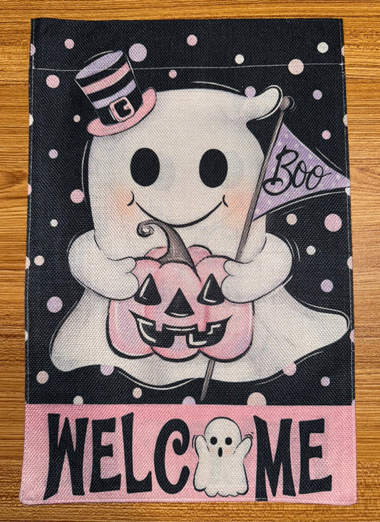 WELCOME GHOST PINK FLAG