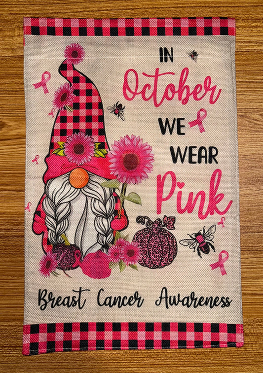 OCTOBER PINK GNOMES FLAGS