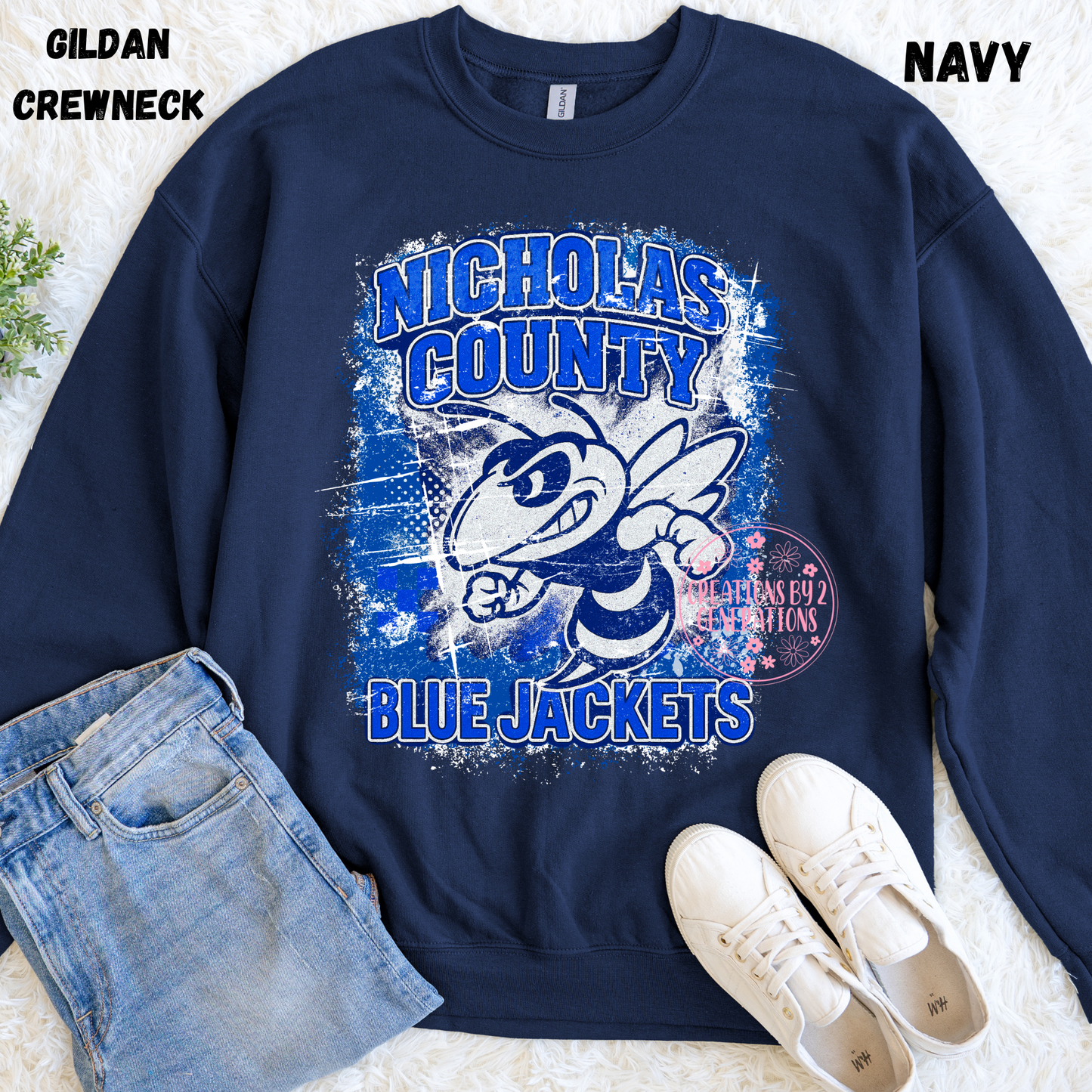 NICHOLAS COUNTY BLUE JACKETS GRUNGE SWEATSHIRT PREORDER (YOUTH)