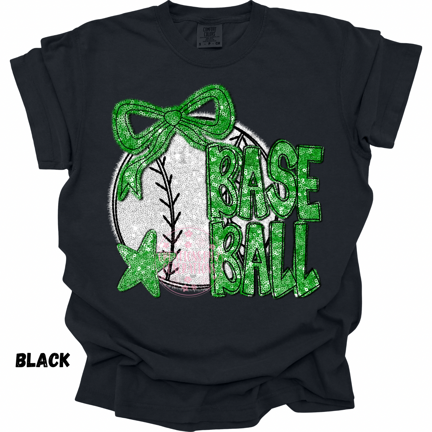 GREEN BASEBALL FAUX SEQUINS PREORDER