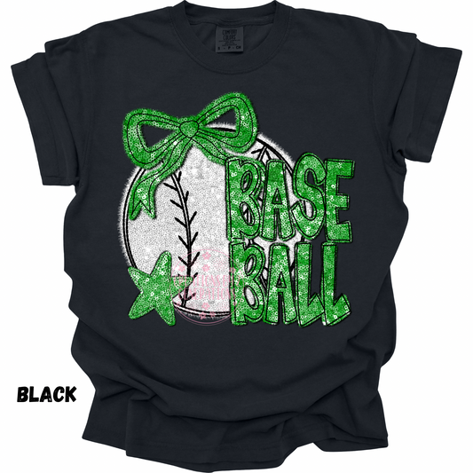 GREEN BASEBALL FAUX SEQUINS PREORDER