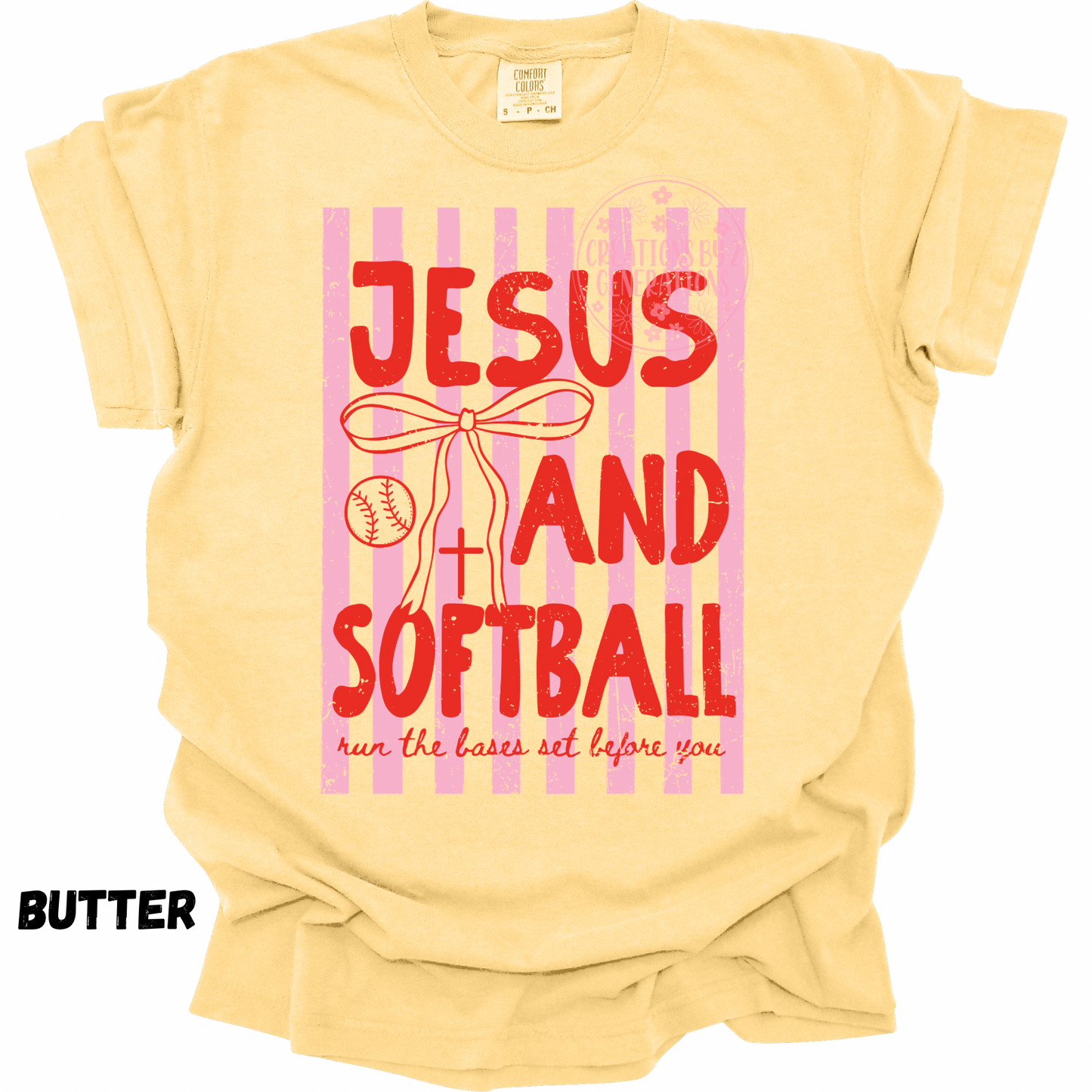 DISTRESSED JESUS AND SOFTBALL PINK/RED PREORDER (YOUTH)