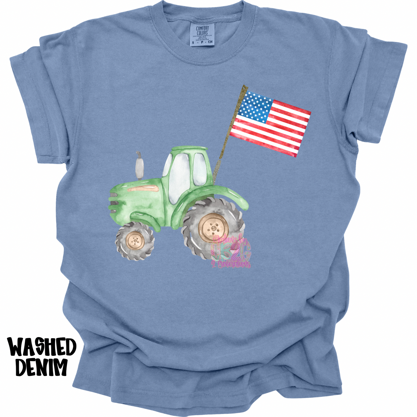 GREEN TRACTOR WATERCOLOR WITH FLAG PREORDER (YOUTH)