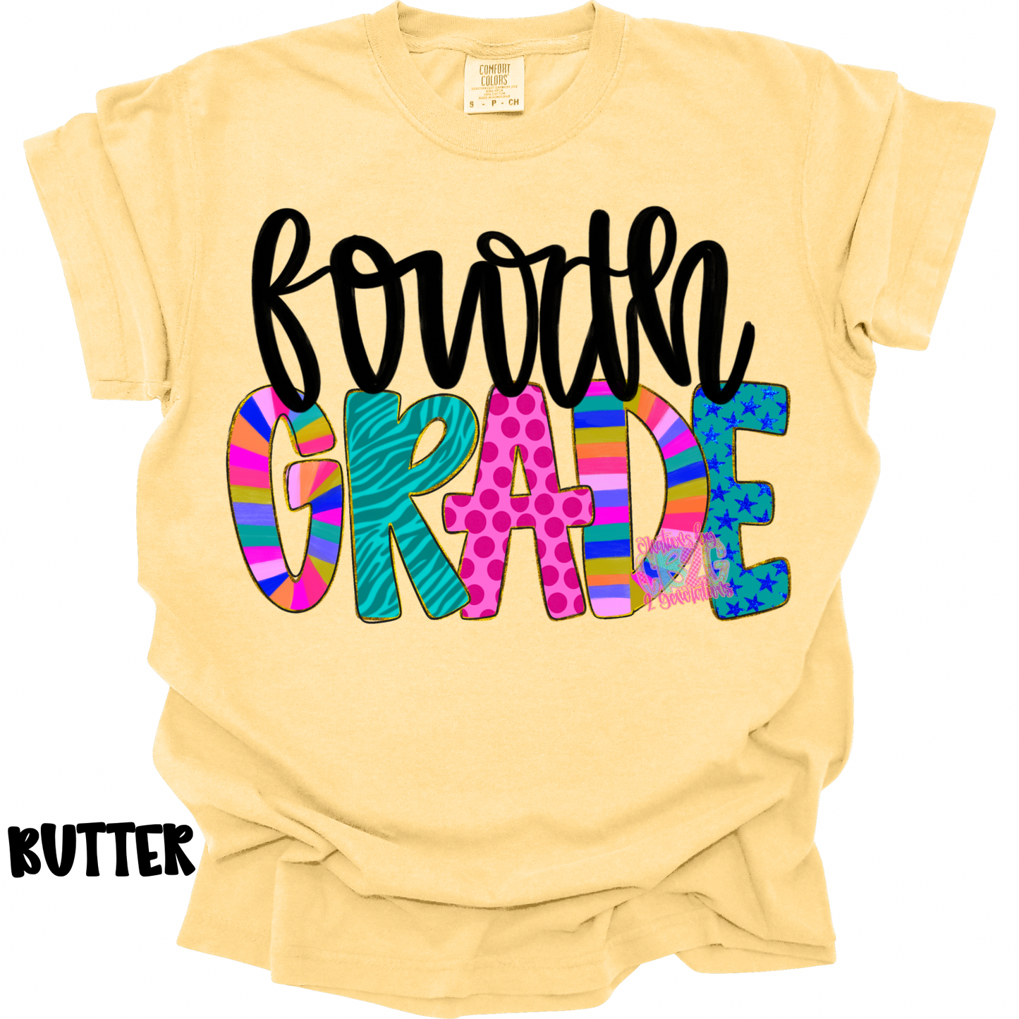FOURTH GRADE COLORFUL PATTERNS BLACK CURSIVE PREORDER (YOUTH)