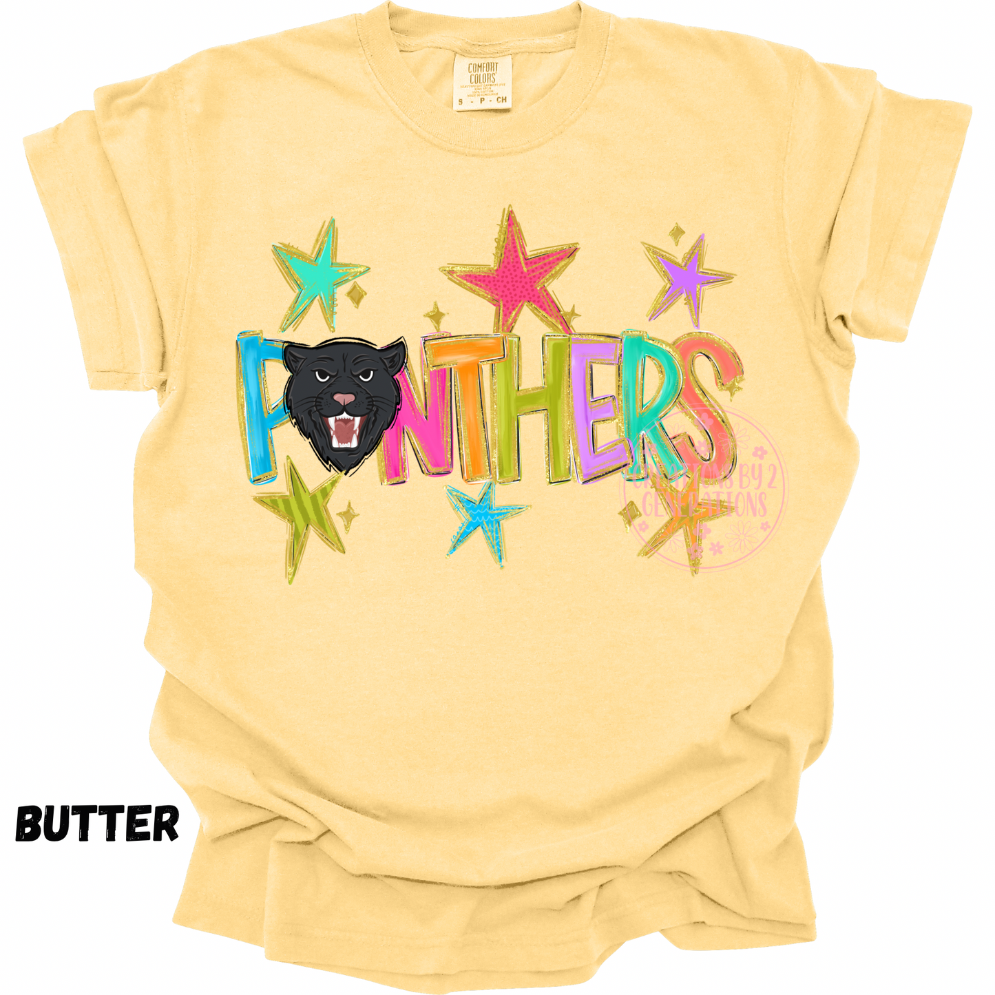 PANTHERS WITH MULTICOLORED STARS