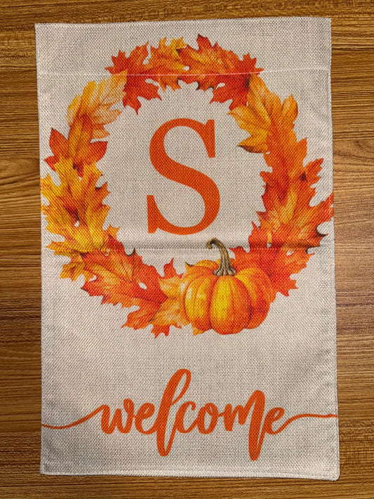 S FALL LEAVES WREATH FLAG