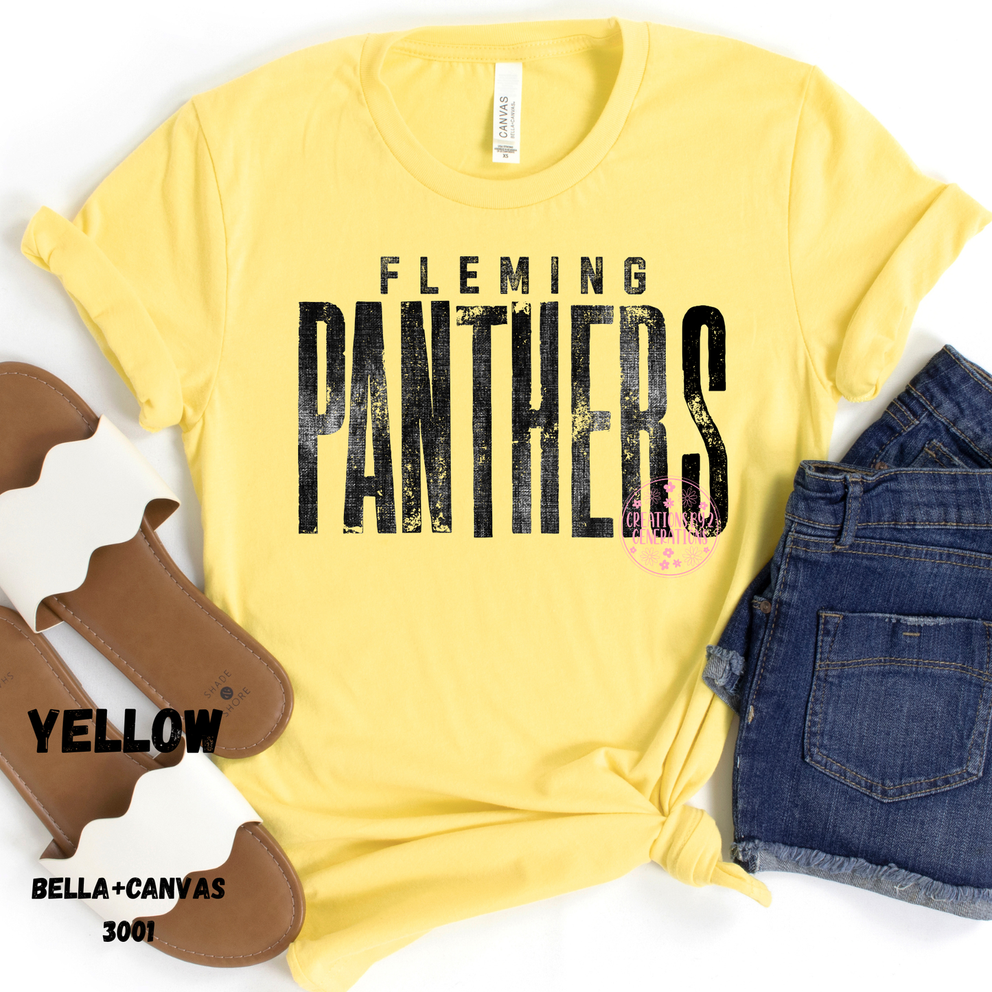 FLEMING PANTHERS DISTRESSED BLACK BELLA+CANVAS SS PREORDER