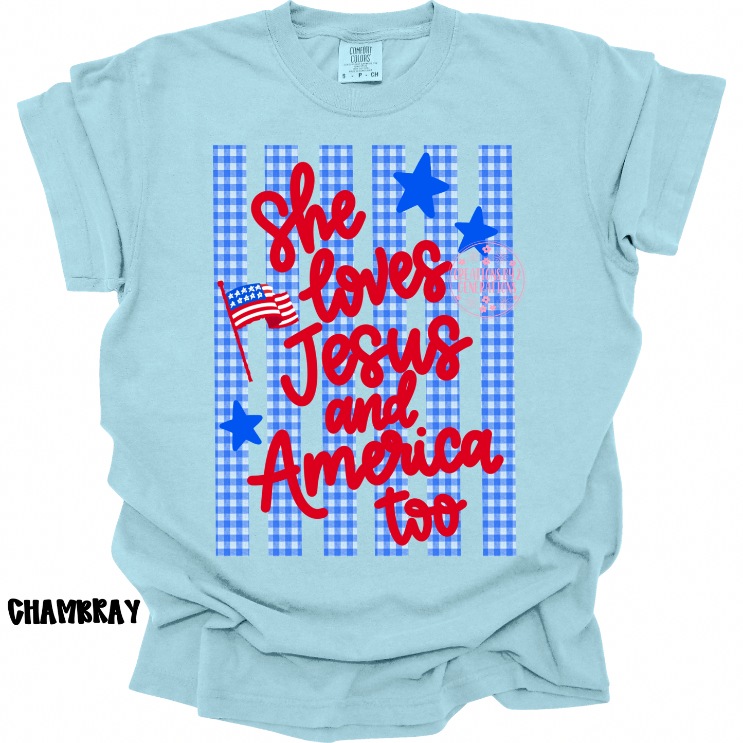 SHE LOVES JESUS AND AMERICA TOO RED WORDS PREORDER