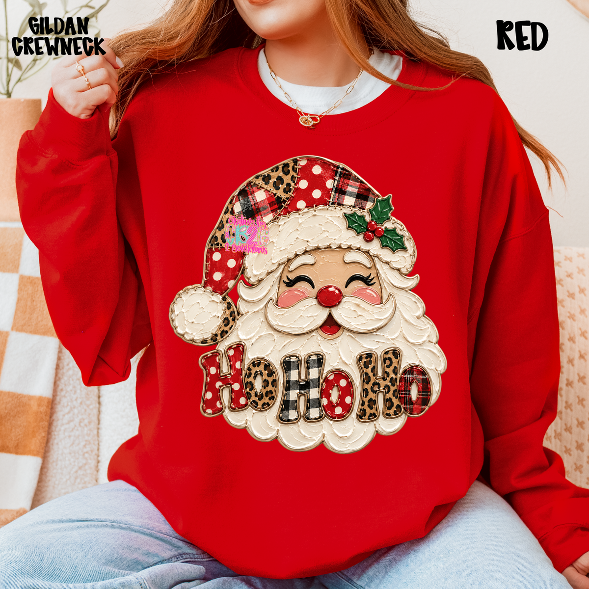 HO HO HO FAUX PAINTED SANTA SWEATSHIRT PREORDER