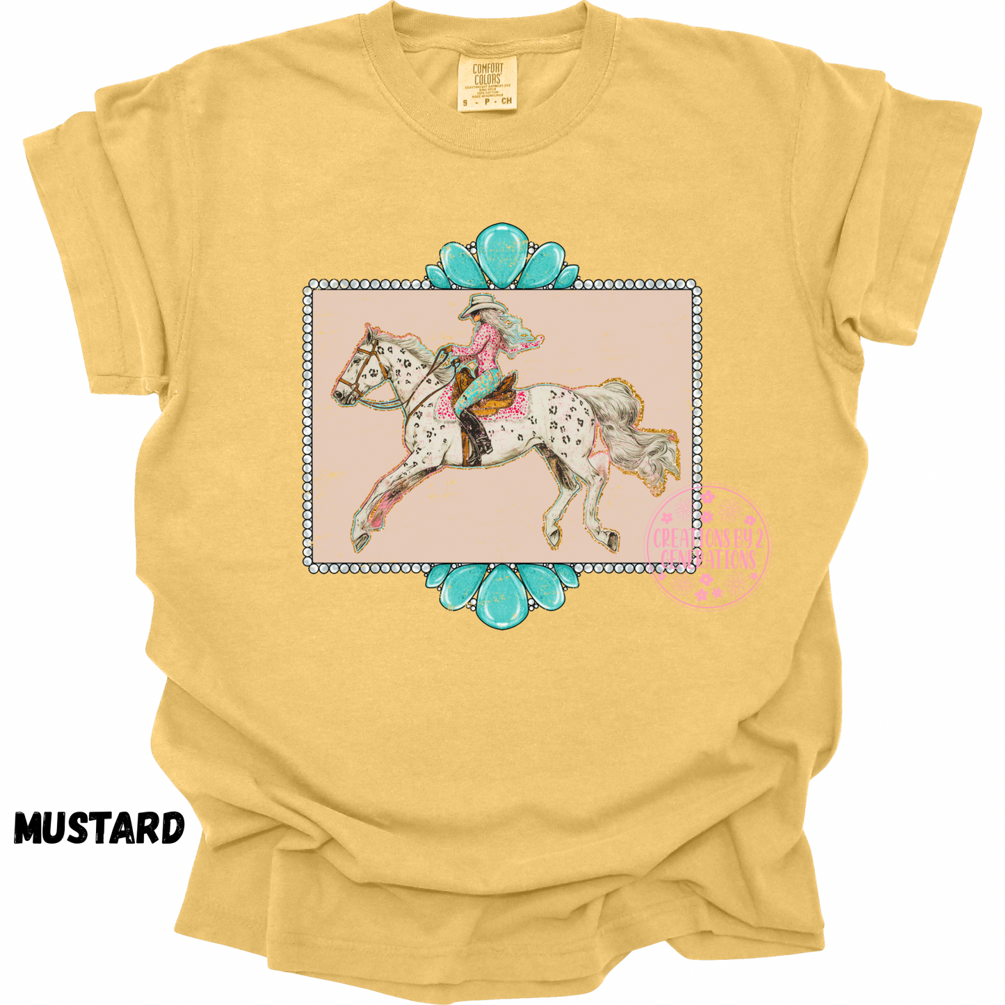 COWGIRL WITH WHITE HORSE & TURQUOISE PREORDER