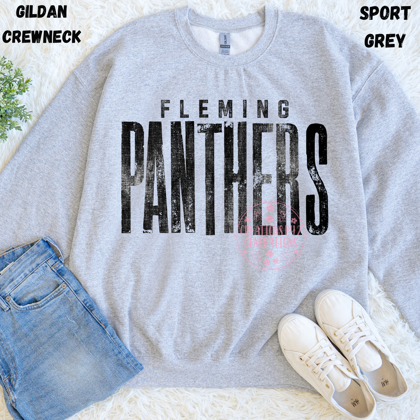 FLEMING PANTHERS DISTRESSED BLACK SWEATSHIRT PREORDER