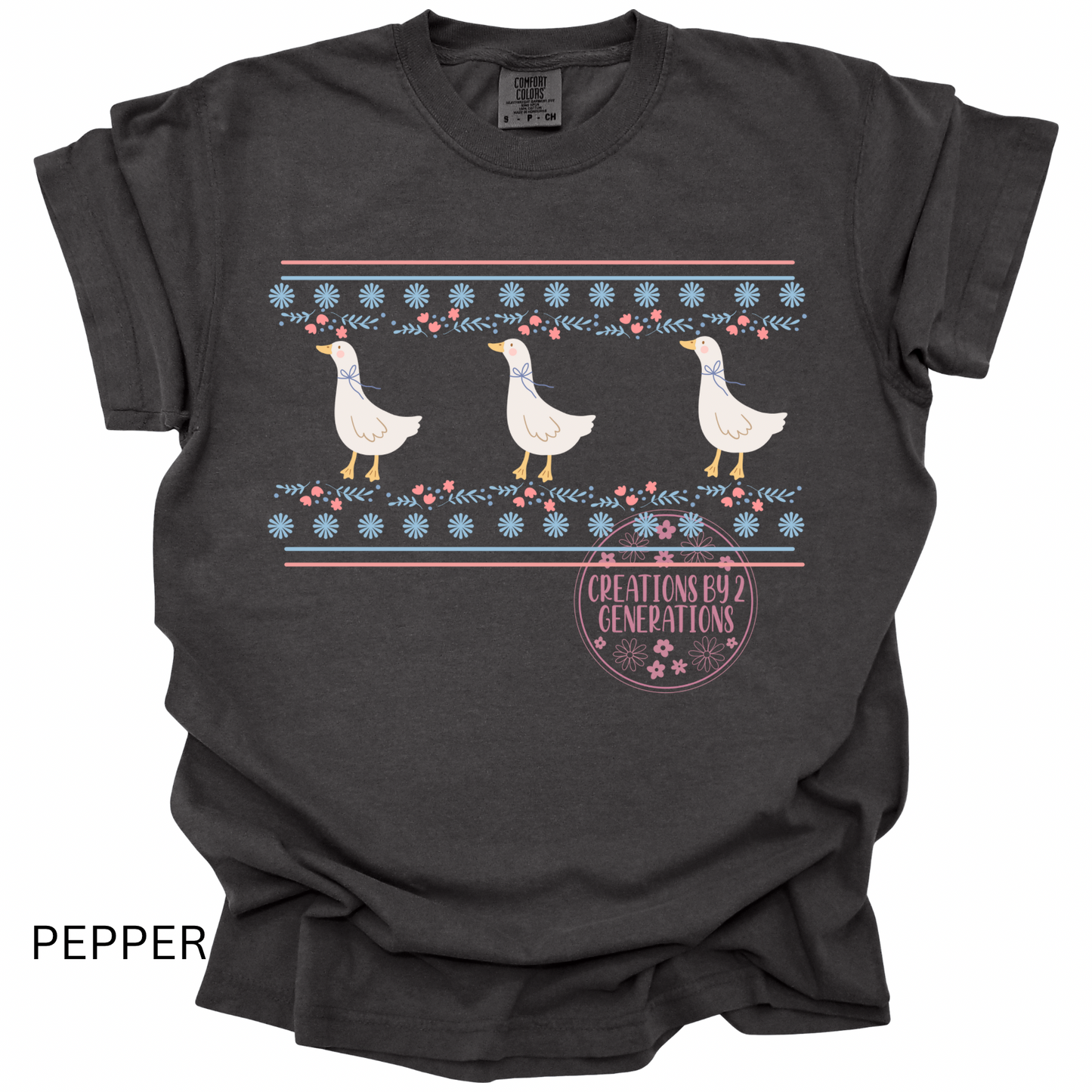 3 GEESE BLUE & PINK STRIPES