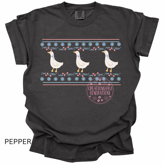 3 GEESE BLUE & PINK STRIPES