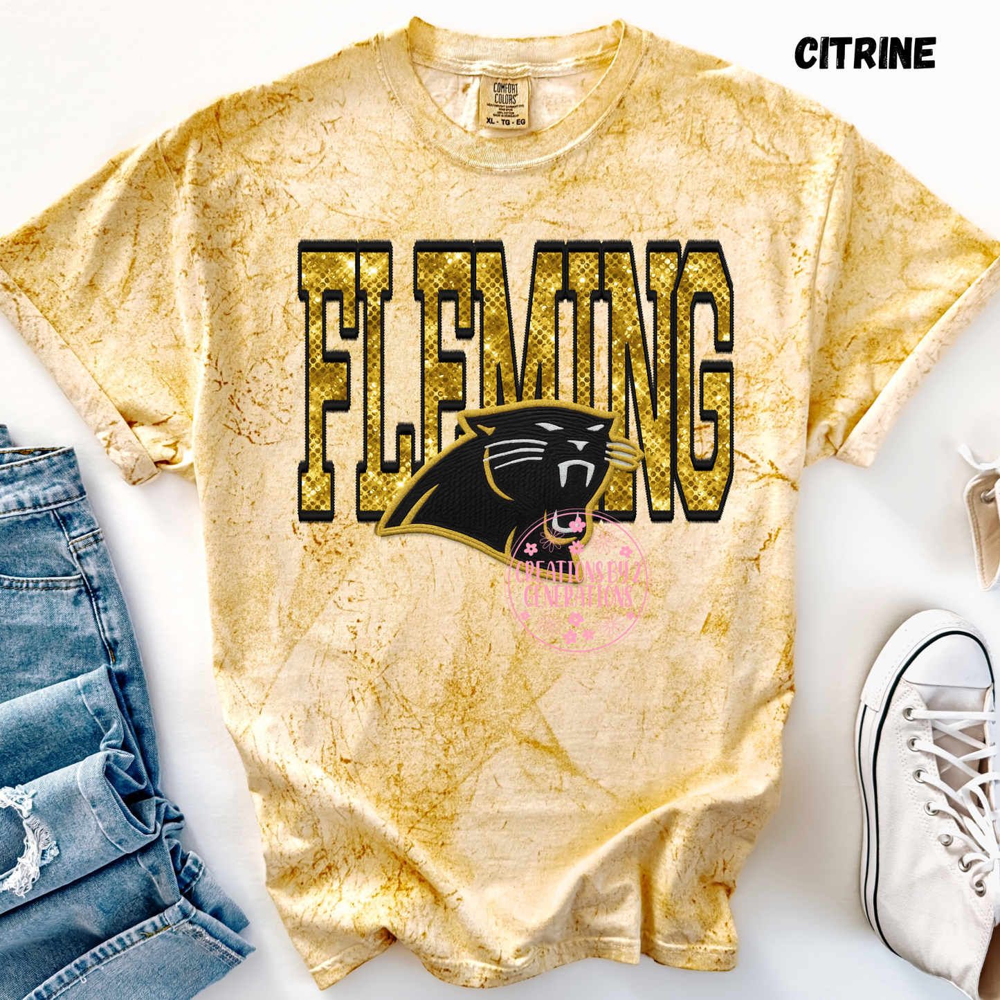 FLEMING FAUX SEQUINS WITH PANTHER HEAD PRINT