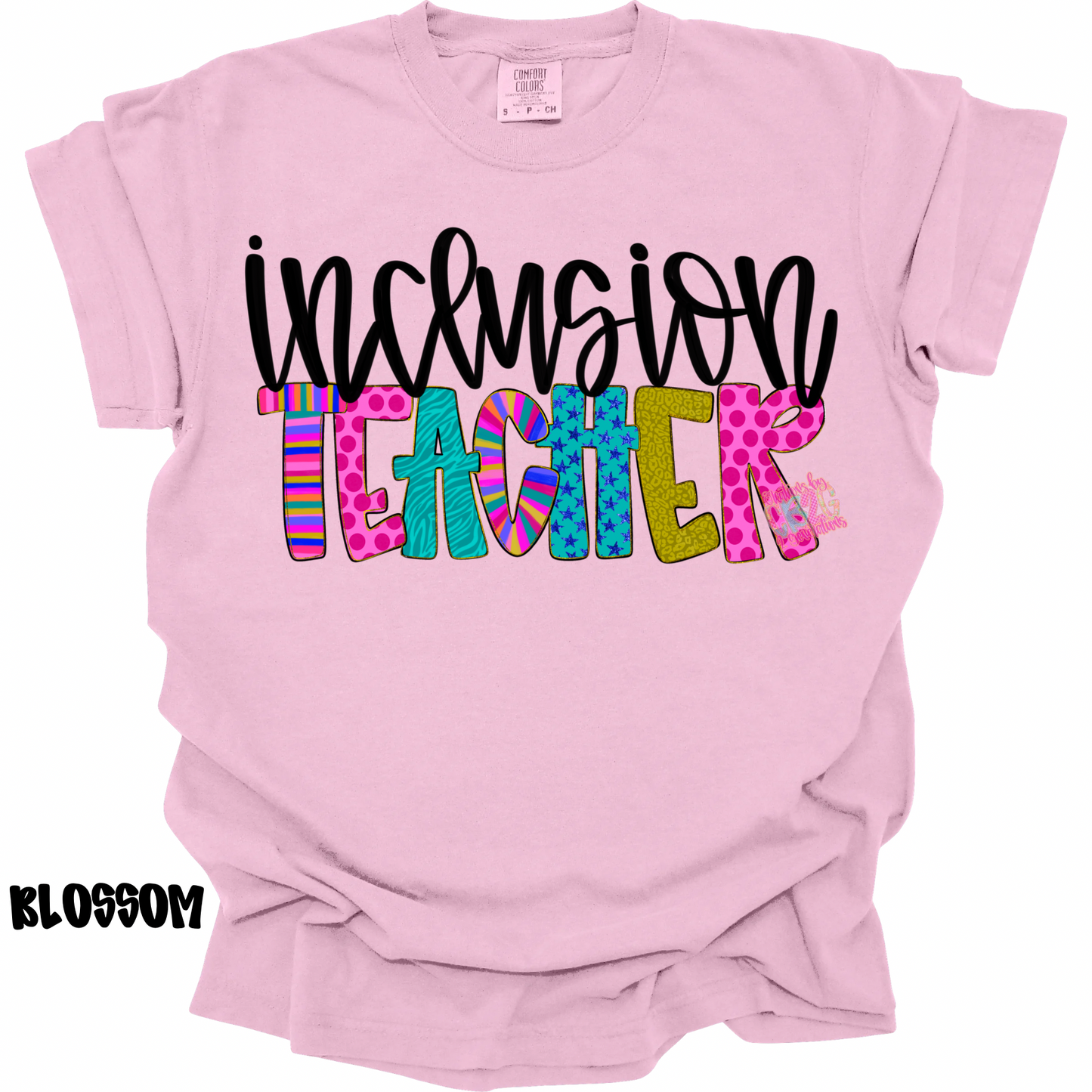 INCLUSION TEACHER COLORFUL PATTERNS BLACK CURSIVE PREORDER