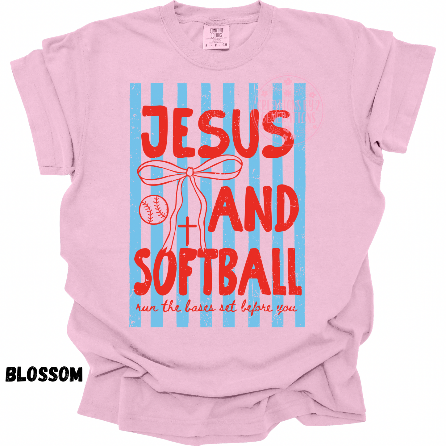 DISTRESSED JESUS AND SOFTBALL BLUE/RED PREORDER