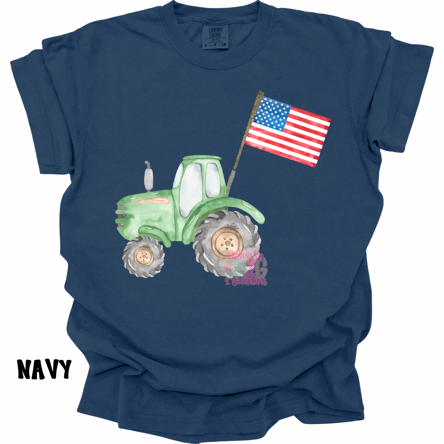GREEN TRACTOR WATERCOLOR WITH FLAG PREORDER (YOUTH)