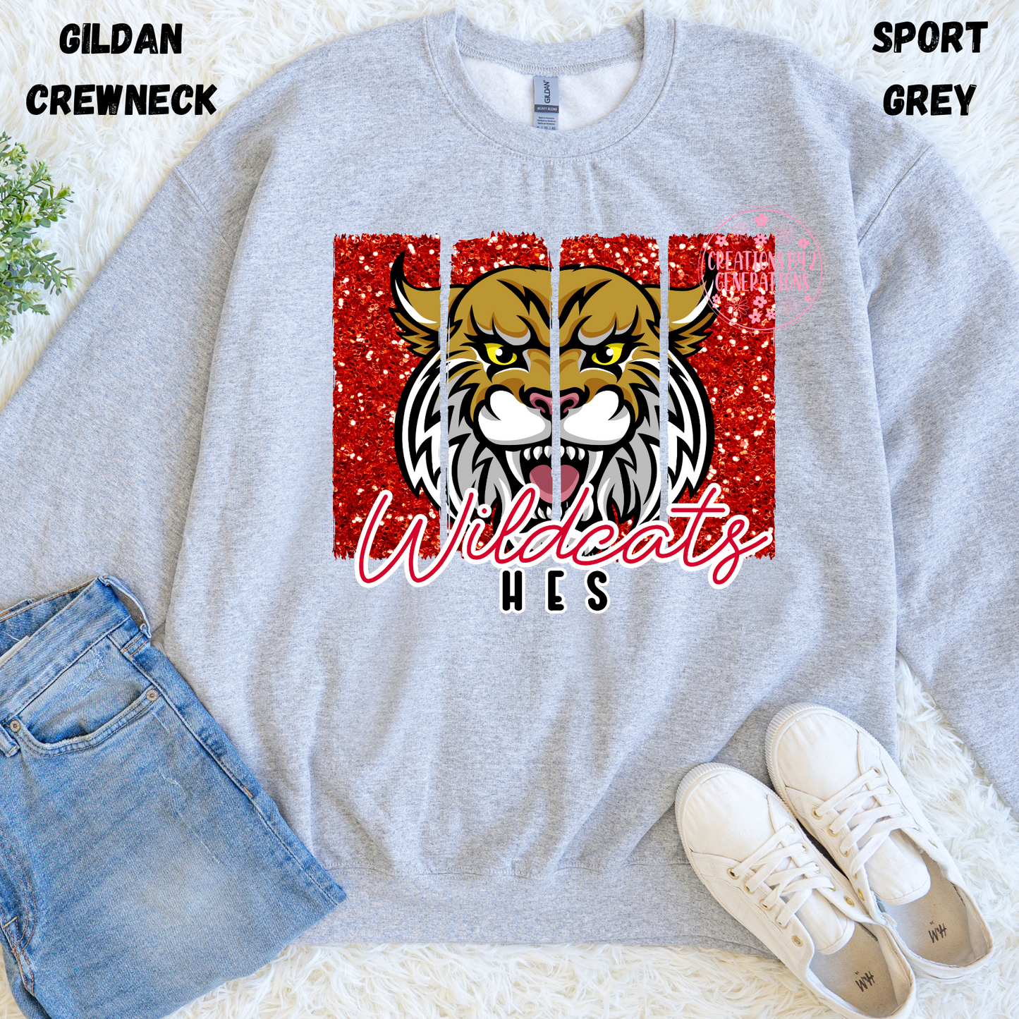WILDCATS HES RED GLITTER BACKGROUND SWEATSHIRT PREORDER (YOUTH)