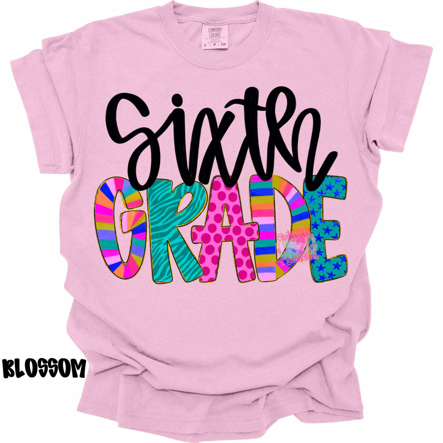 SIXTH GRADE COLORFUL PATTERNS BLACK CURSIVE PREORDER