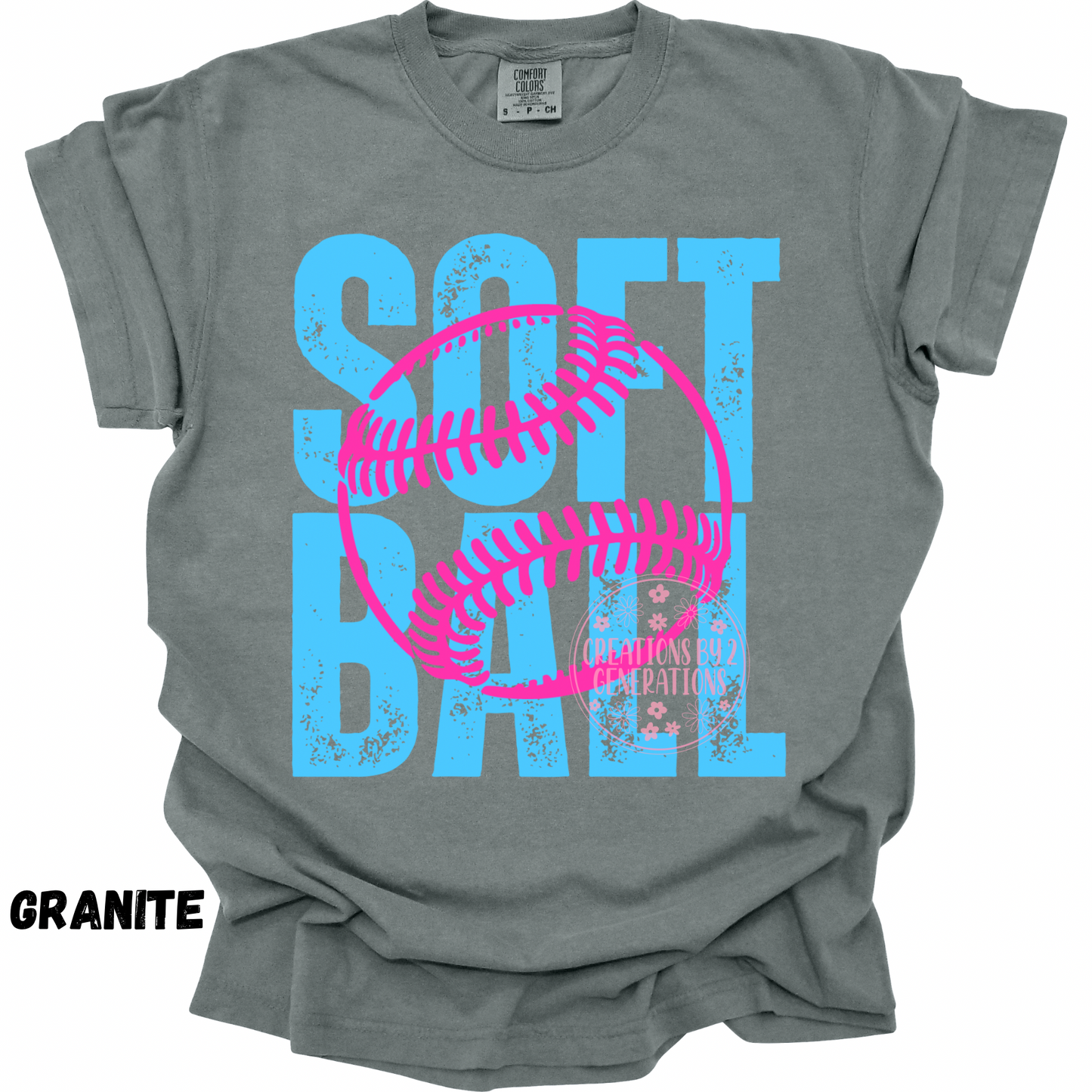 BLUE & PINK SOFTBALL DISTRESSED PREORDER (YOUTH)