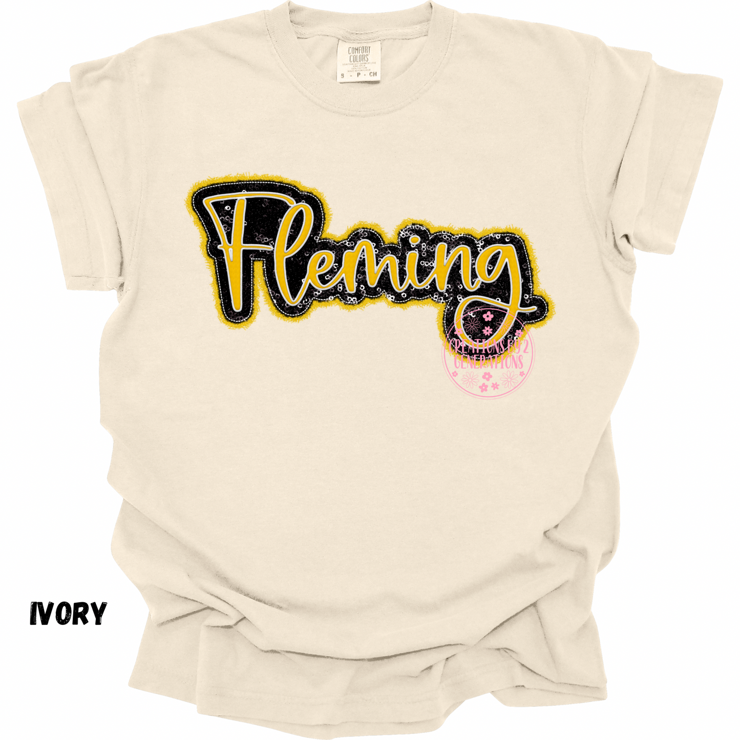 FLEMING FAUX SEQUINS AND EMBROIDERY PRINT