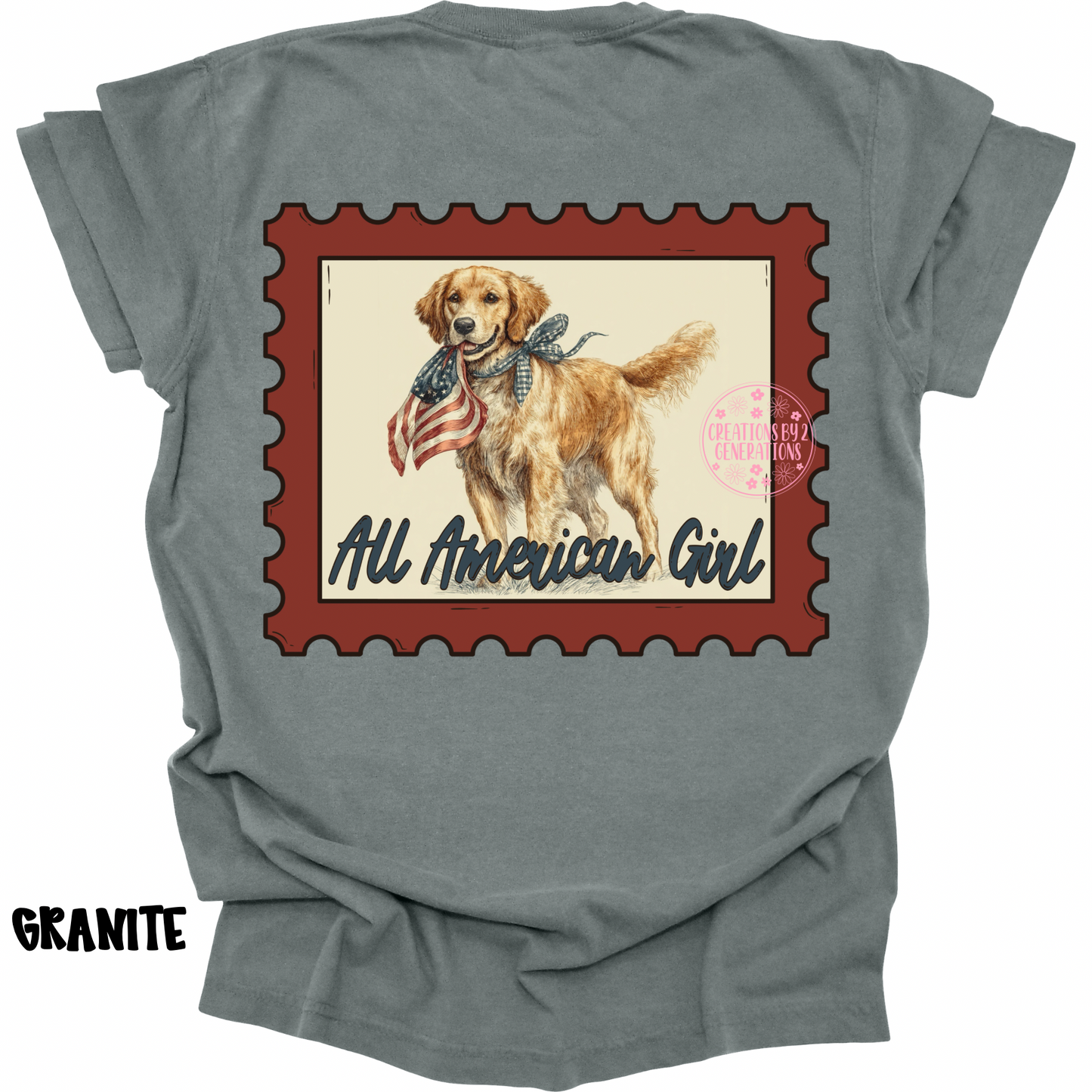 ALL AMERICAN GIRL DOG & FLAG WITH FRONT POCKET DESIGN PREORDER (YOUTH)