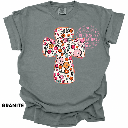 FLORAL CROSS PRINT