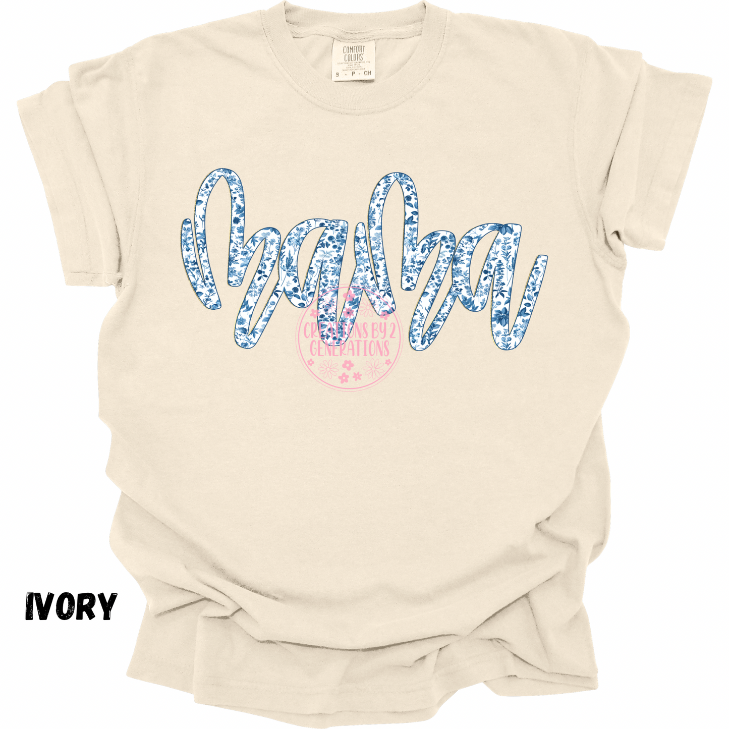 MAMA BLUE WHITE CURSIVE