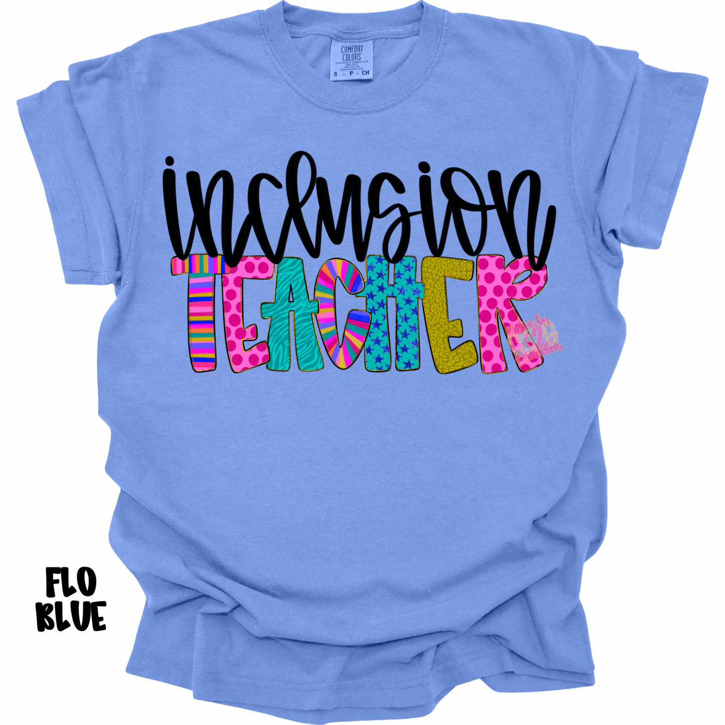 INCLUSION TEACHER COLORFUL PATTERNS BLACK CURSIVE PREORDER