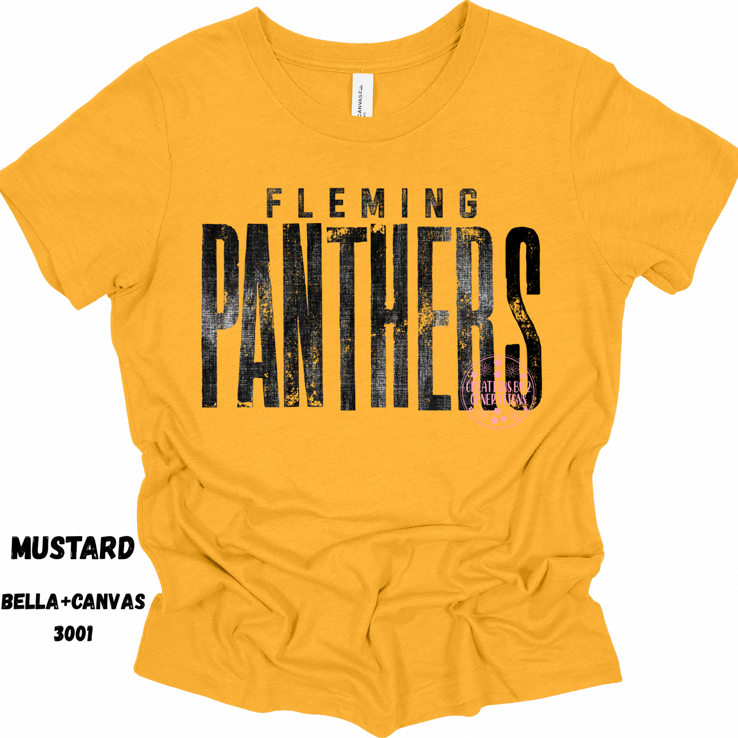 FLEMING PANTHERS DISTRESSED BLACK BELLA+CANVAS SS PREORDER