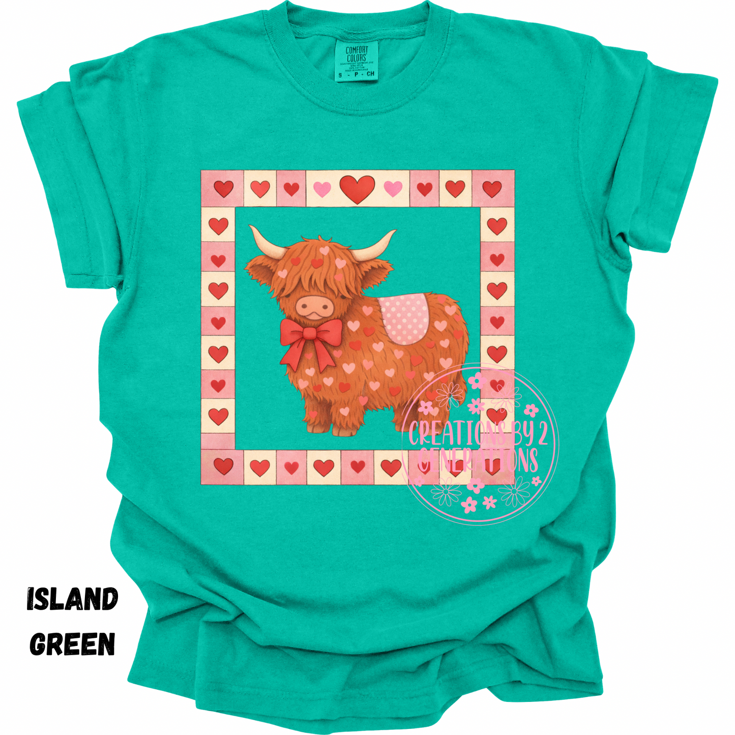 HIGHLAND COW VALENTINE QUILT SQUARE