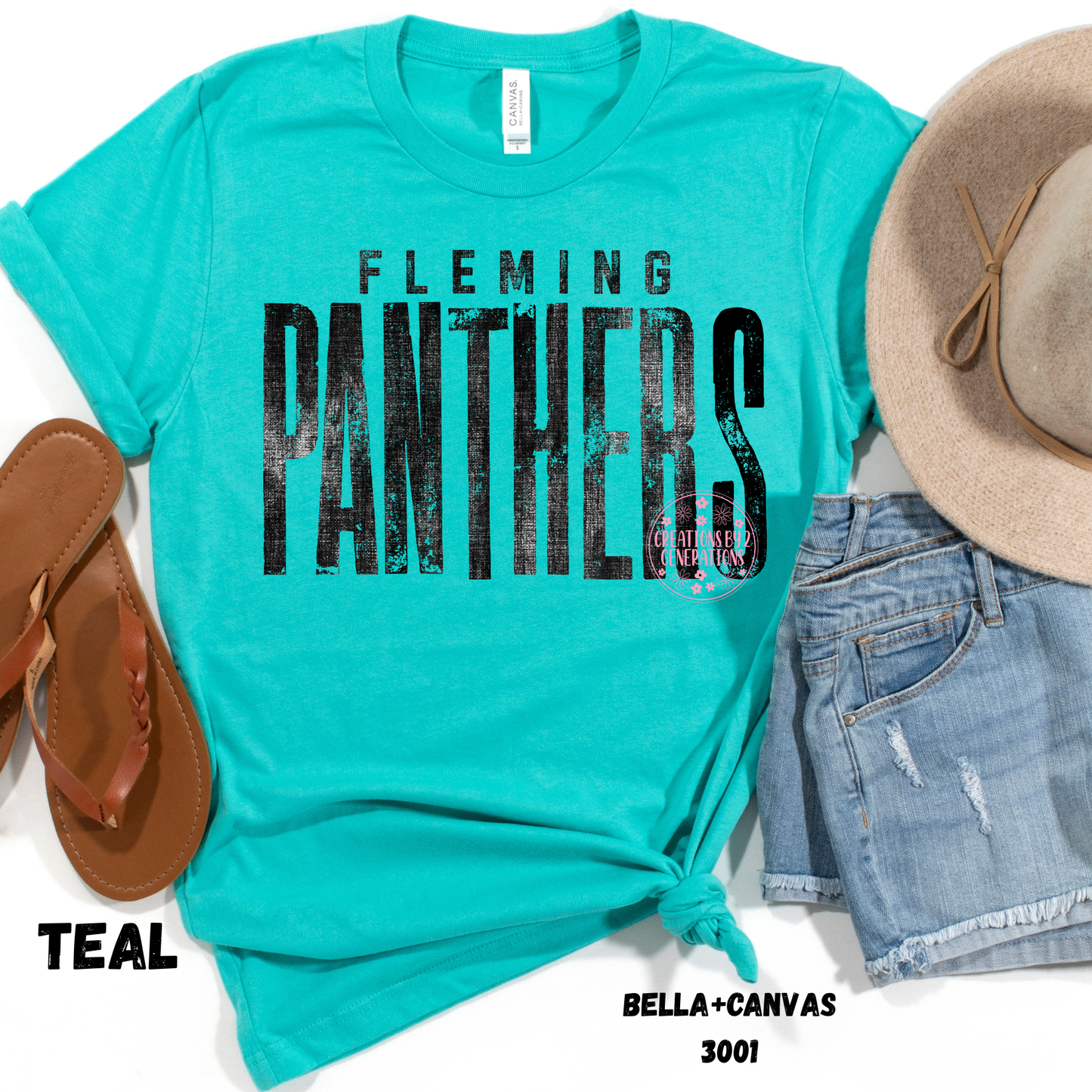 FLEMING PANTHERS DISTRESSED BLACK BELLA+CANVAS SS PREORDER