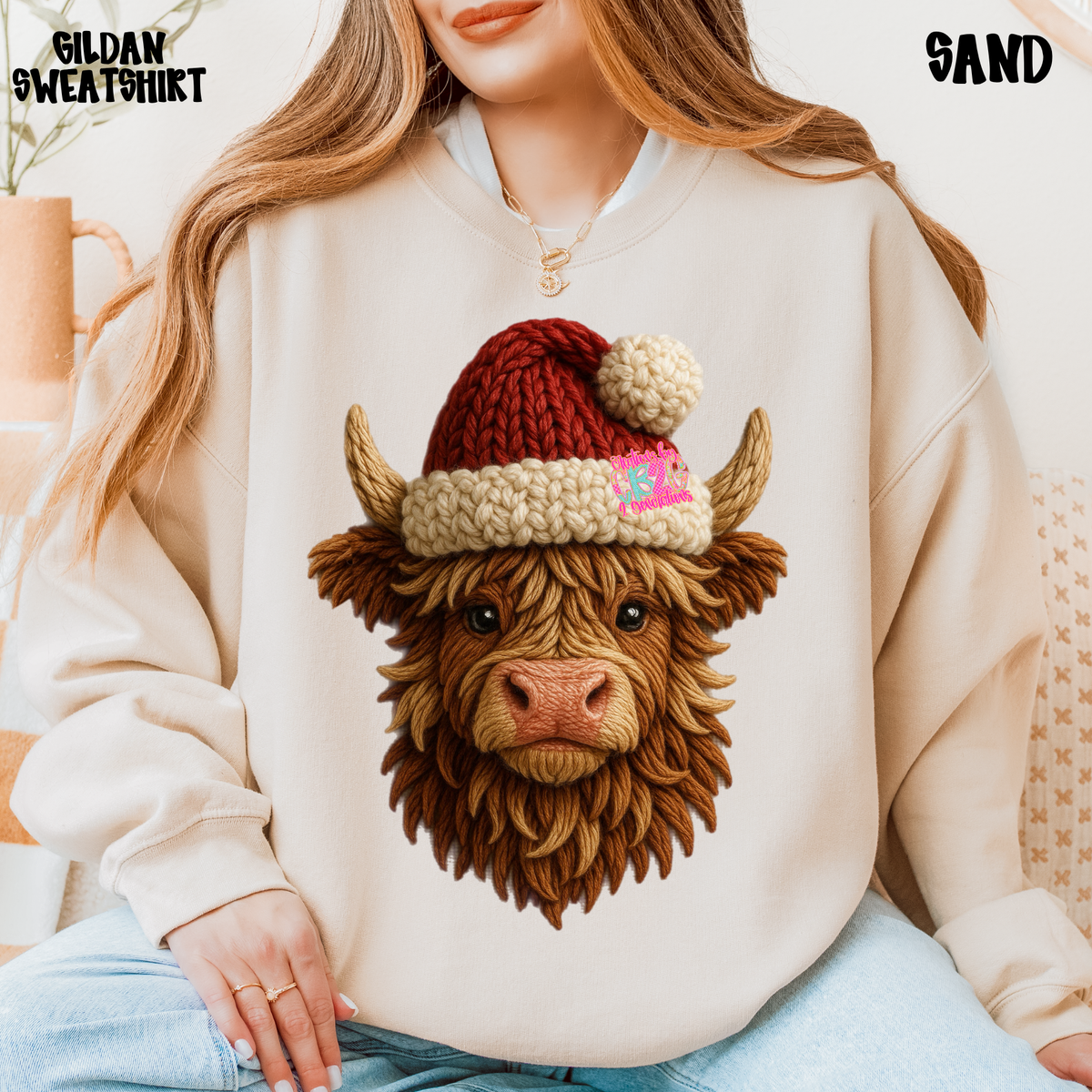 COW WITH SANTA HAT SWEATSHIRT PREORDER
