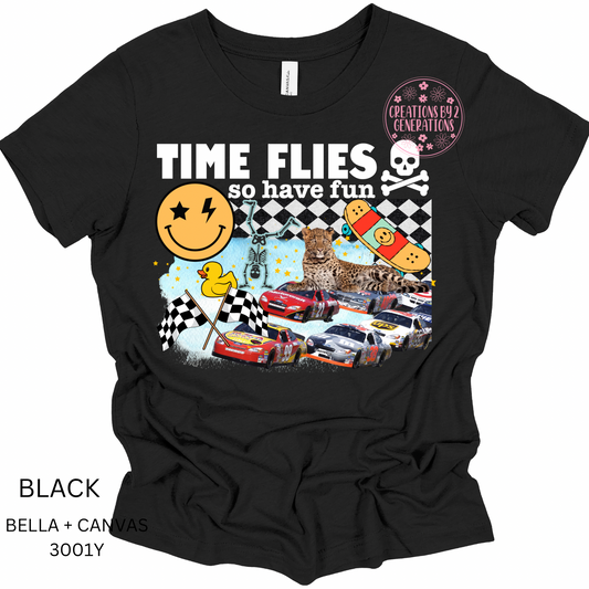 TIME FLIES WHITE PRINT (YOUTH)