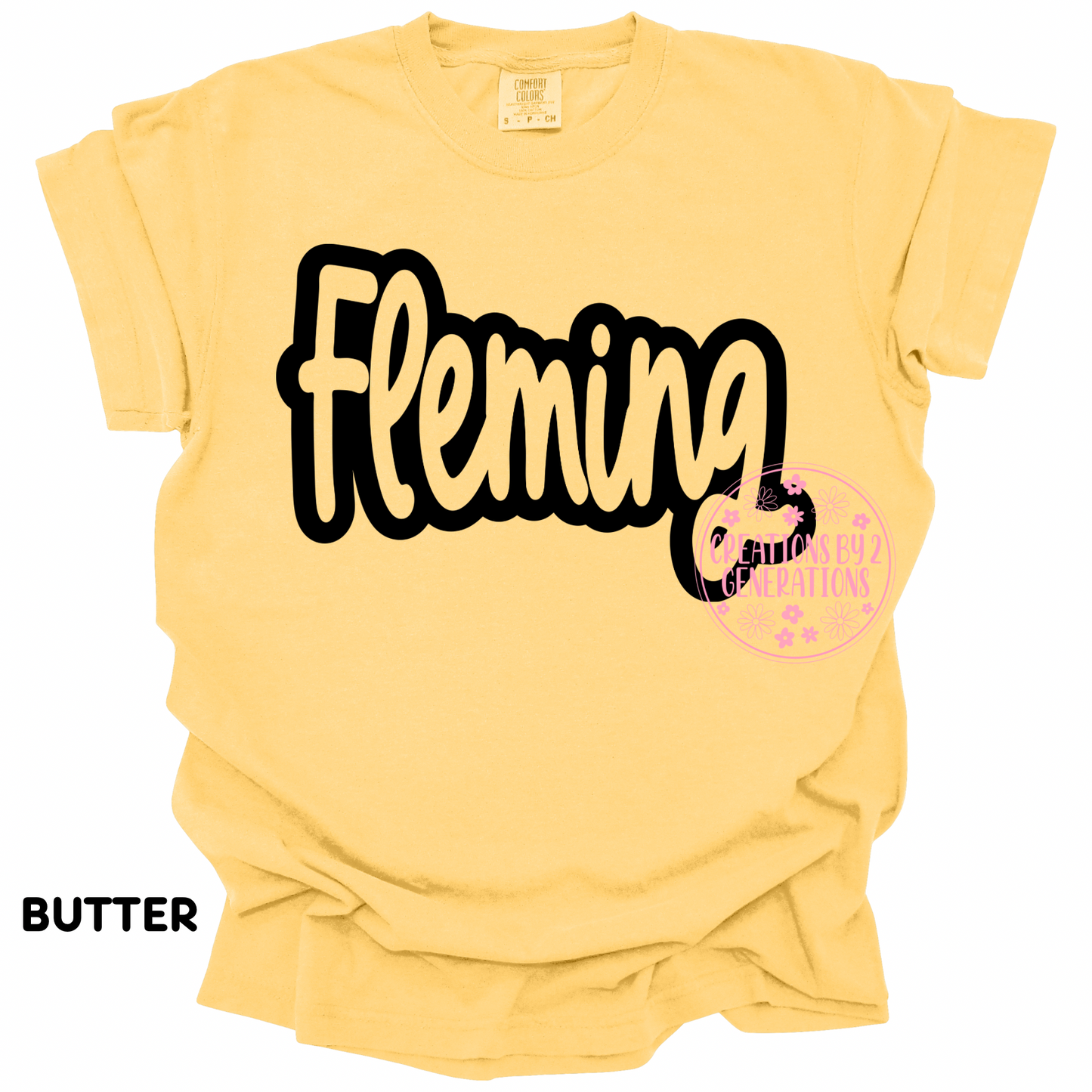 FLEMING BLACK CURSIVE OUTLINE PREORDER