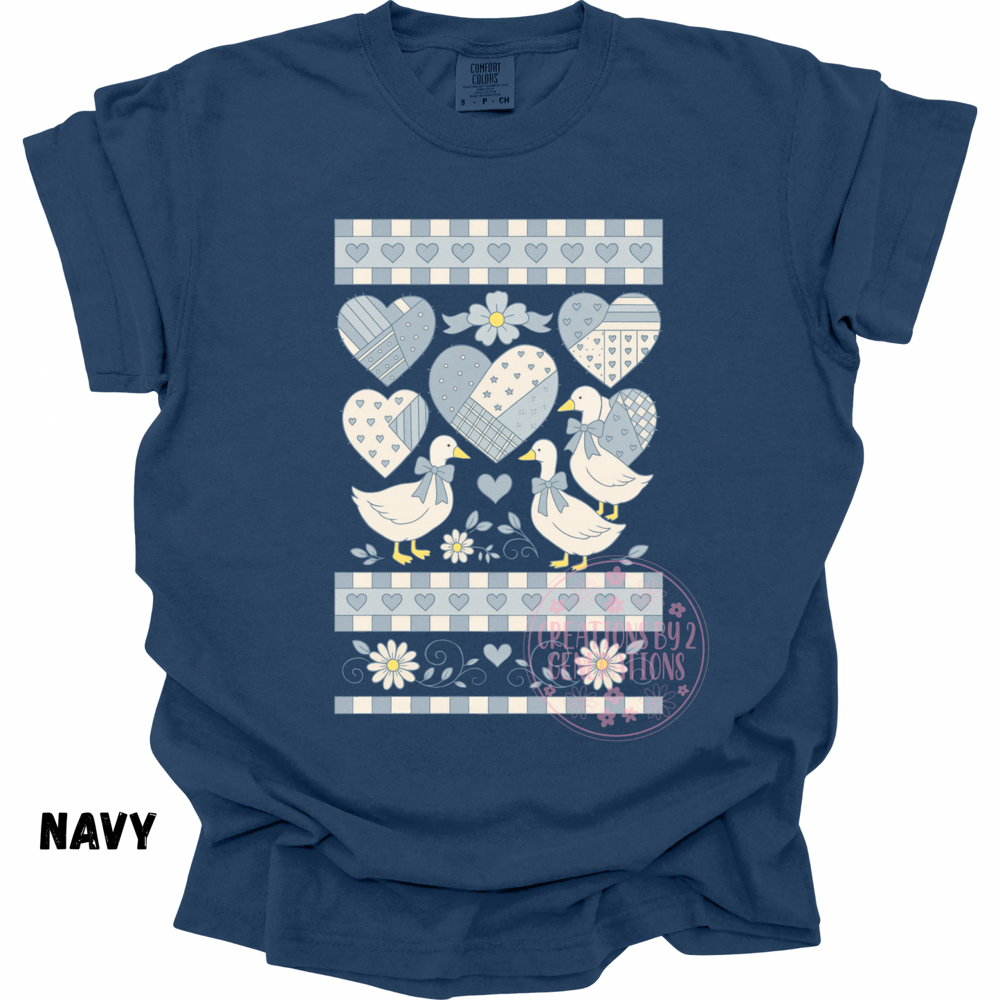 GEESE WITH HEARTS AND FLOWERS